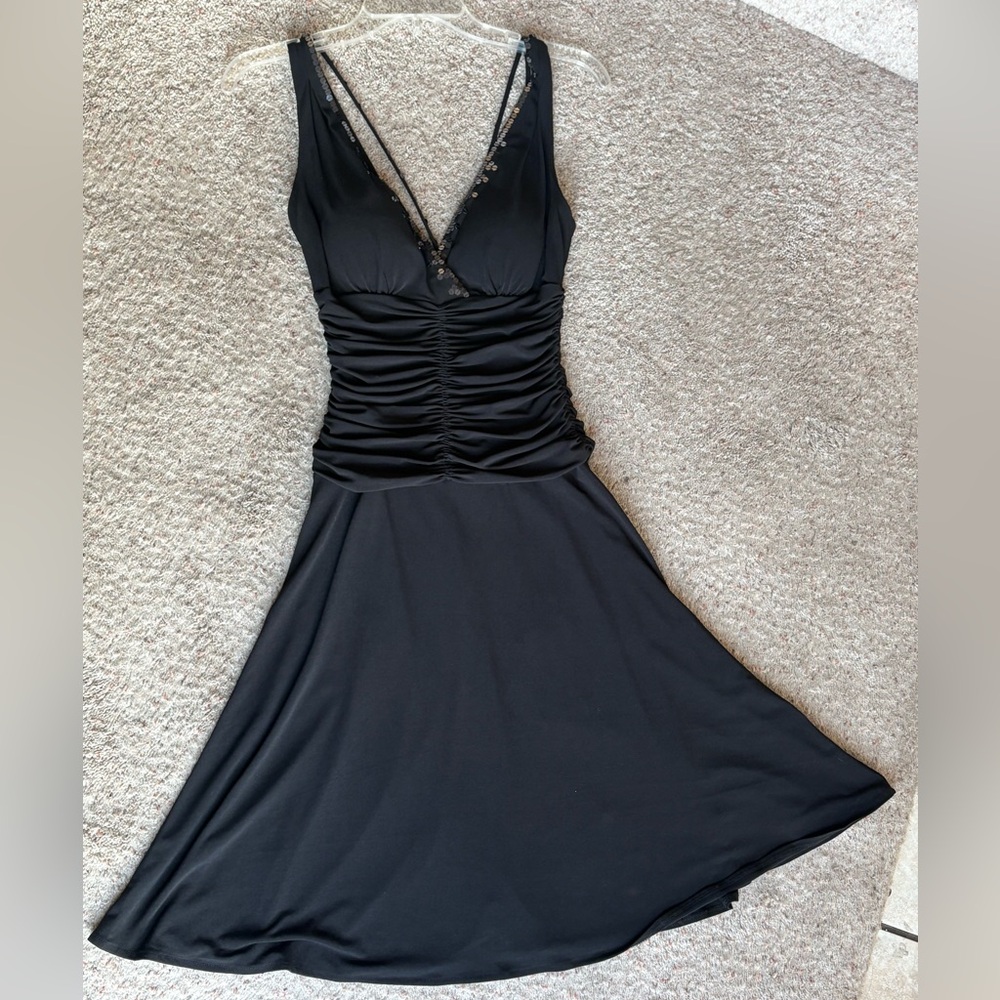 London Times Black Dress with Silver Accents